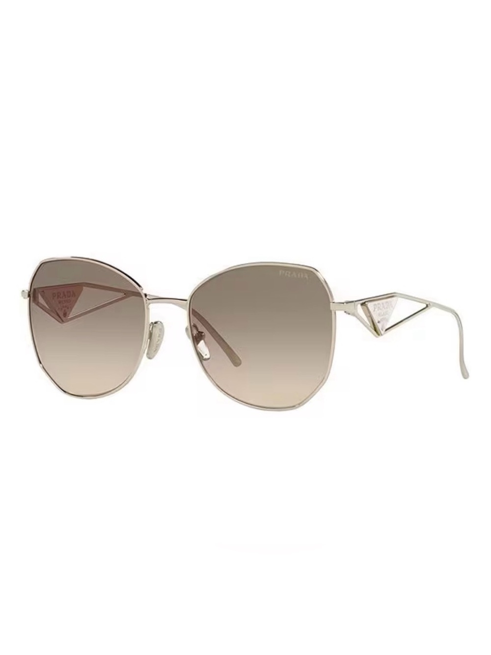 Prada Women's Gold Frame Sunglasses with Brown Gradient Lenses